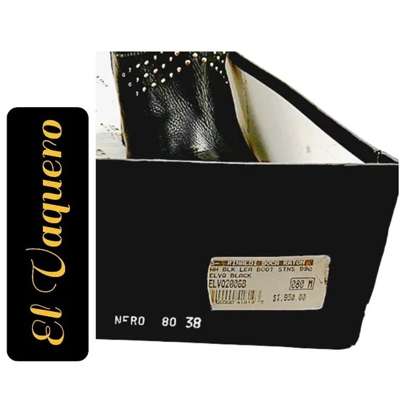 El Vaquero Valerio Giuntoli Black Studded Italian Leather Boots – Handcrafted - Picture 6 of 10